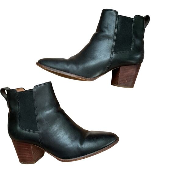 Madewell The Regan Black Classic Leather Slip On Ankle Booties Sz 9 - Picture 2 of 7